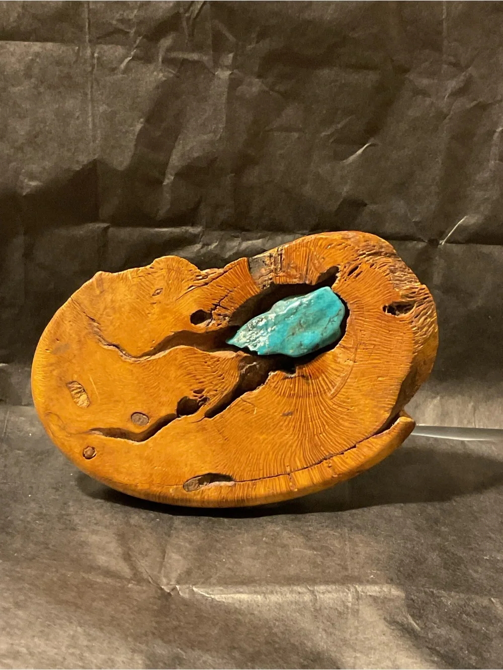 Handcrafted Turquoise Accent Wooden Belt buckle